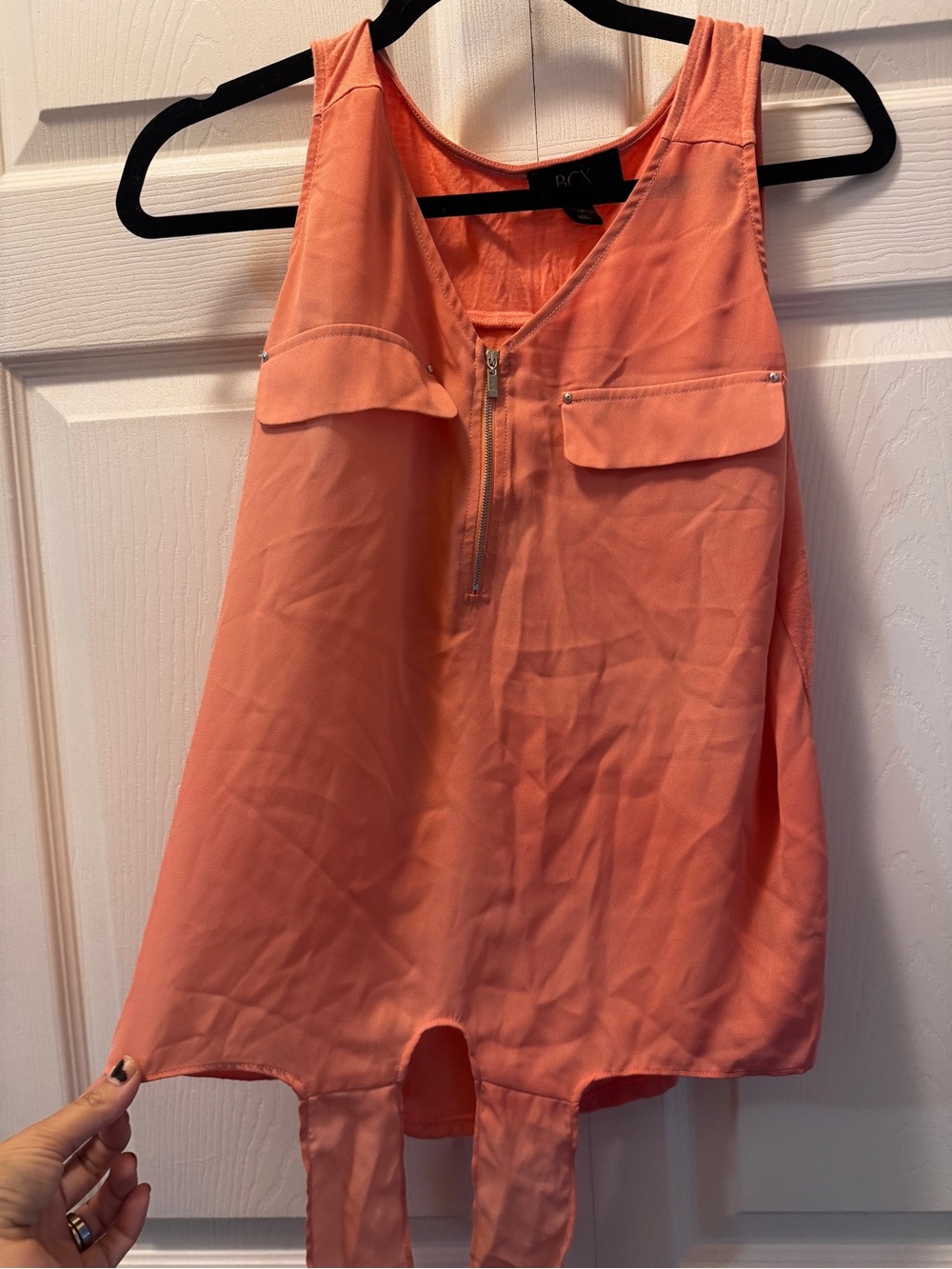 BCX Coral Pink Sleeveless Zip-Front Tank Top